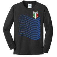 Italy Italia Soccer Futbol Jersey Wave Kids Long Sleeve Shirt