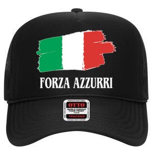 Italy Soccer Azzurro Forza Italia Team Flag High Crown Mesh Back Trucker Hat