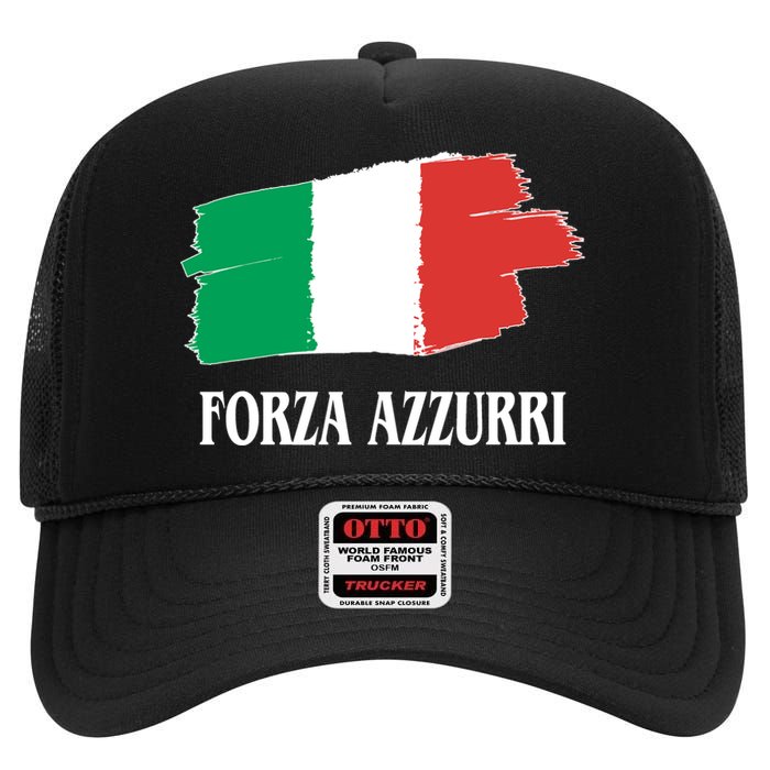 Italy Soccer Azzurro Forza Italia Team Flag High Crown Mesh Back Trucker Hat