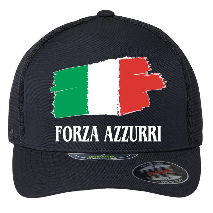 Italy Soccer Azzurro Forza Italia Team Flag Flexfit Unipanel Trucker Cap