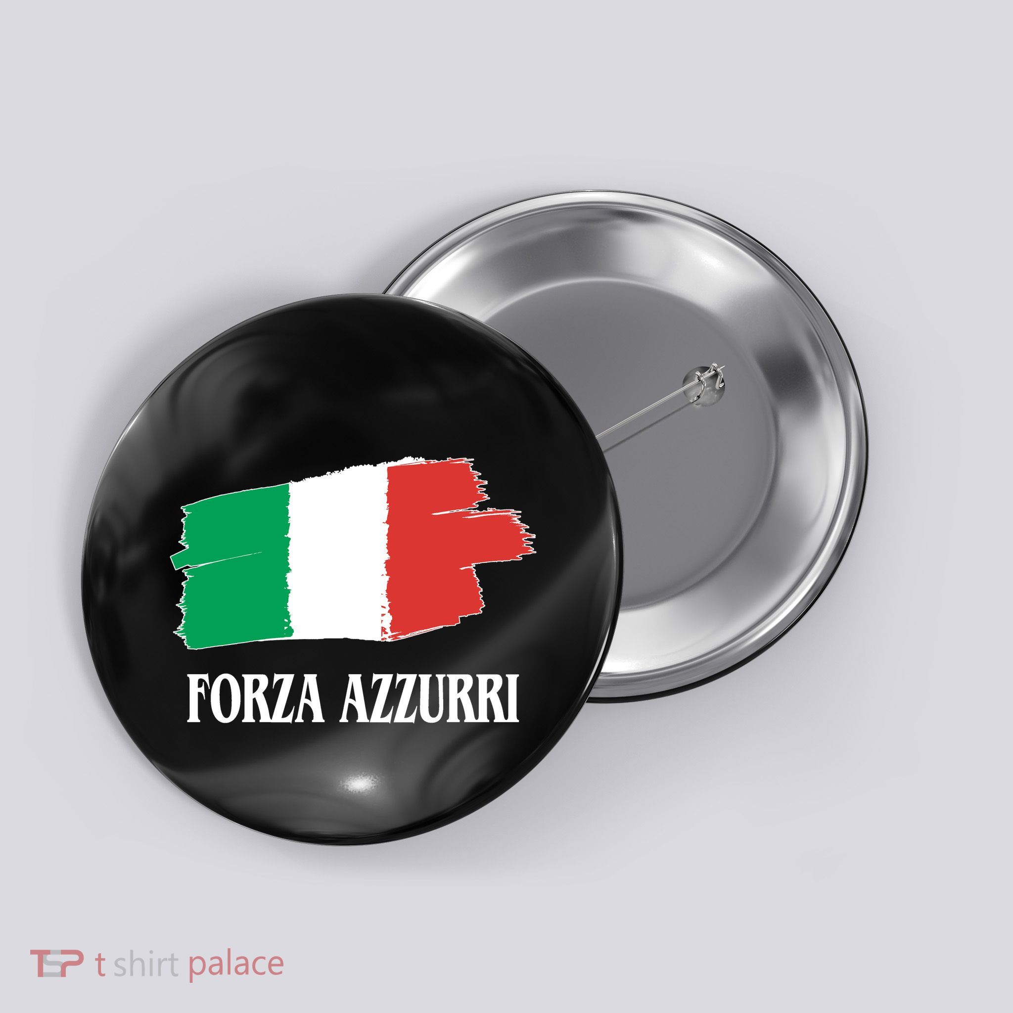 Italy Soccer Azzurro Forza Italia Team Flag Button