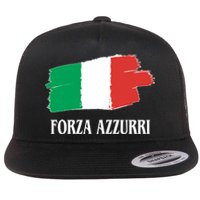 Italy Soccer Azzurro Forza Italia Team Flag Flat Bill Trucker Hat