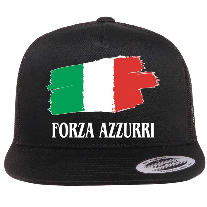 Italy Soccer Azzurro Forza Italia Team Flag Flat Bill Trucker Hat