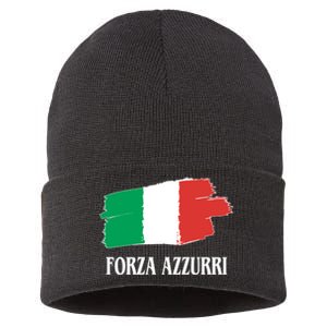 Italy Soccer Azzurro Forza Italia Team Flag Sustainable Knit Beanie