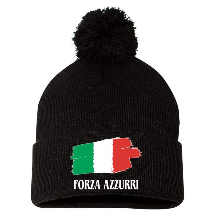 Italy Soccer Azzurro Forza Italia Team Flag Pom Pom 12in Knit Beanie