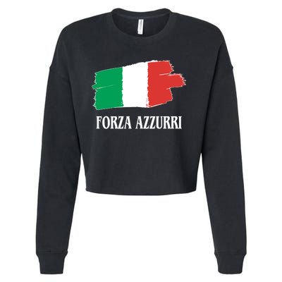 Italy Soccer Azzurro Forza Italia Team Flag Cropped Pullover Crew