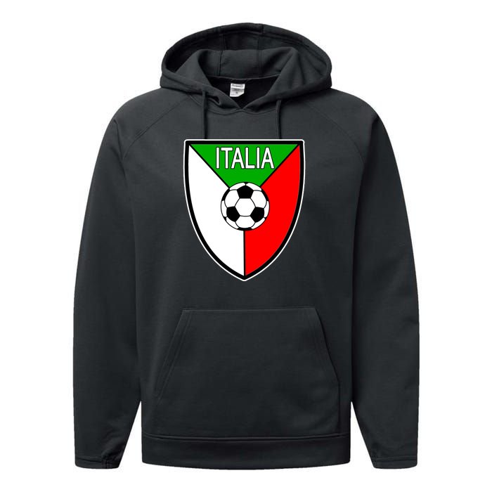 Italy Soccer Flag Emblem Italia Performance Fleece Hoodie