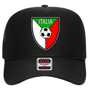 Italy Soccer Flag Emblem Italia High Crown Mesh Back Trucker Hat