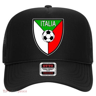 Italy Soccer Flag Emblem Italia High Crown Mesh Back Trucker Hat