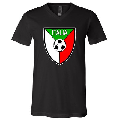 Italy Soccer Flag Emblem Italia V-Neck T-Shirt