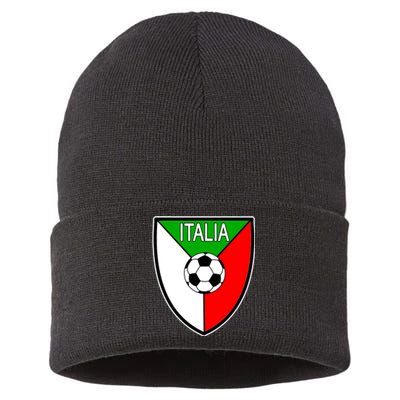 Italy Soccer Flag Emblem Italia Sustainable Knit Beanie