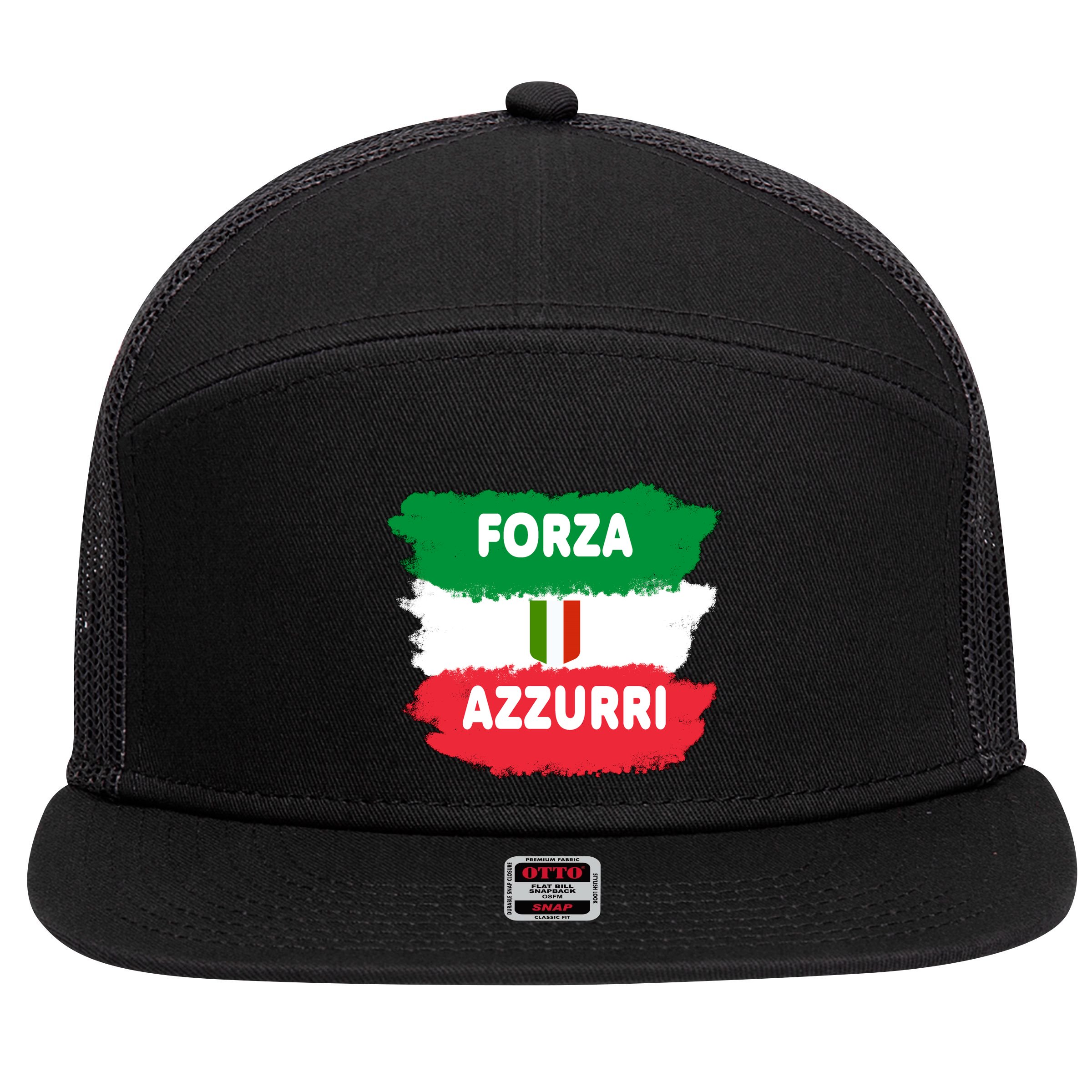 Italy Soccer Football Azzurri Forza Italia 7 Panel Mesh Trucker Snapback Hat