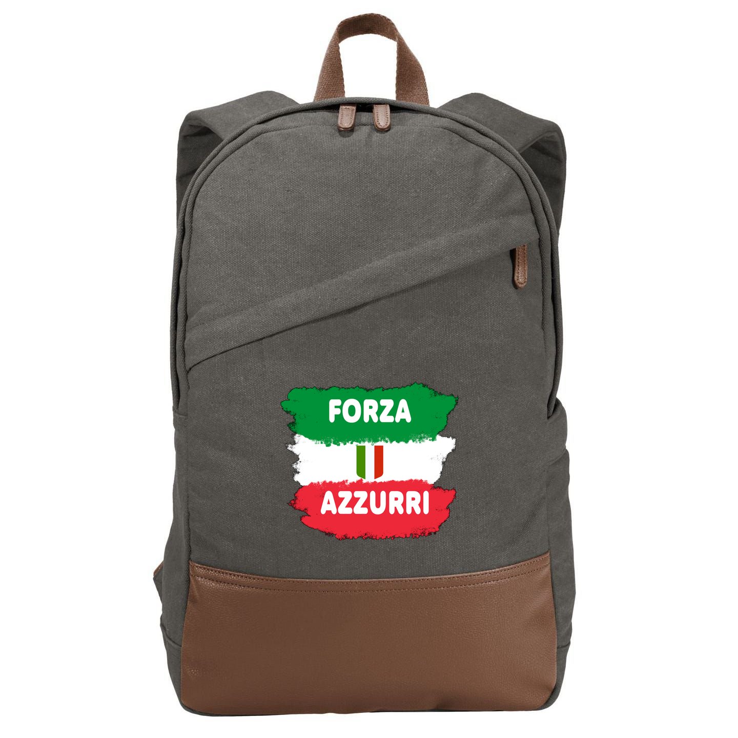 Italy Soccer Football Azzurri Forza Italia Cotton Canvas Backpack