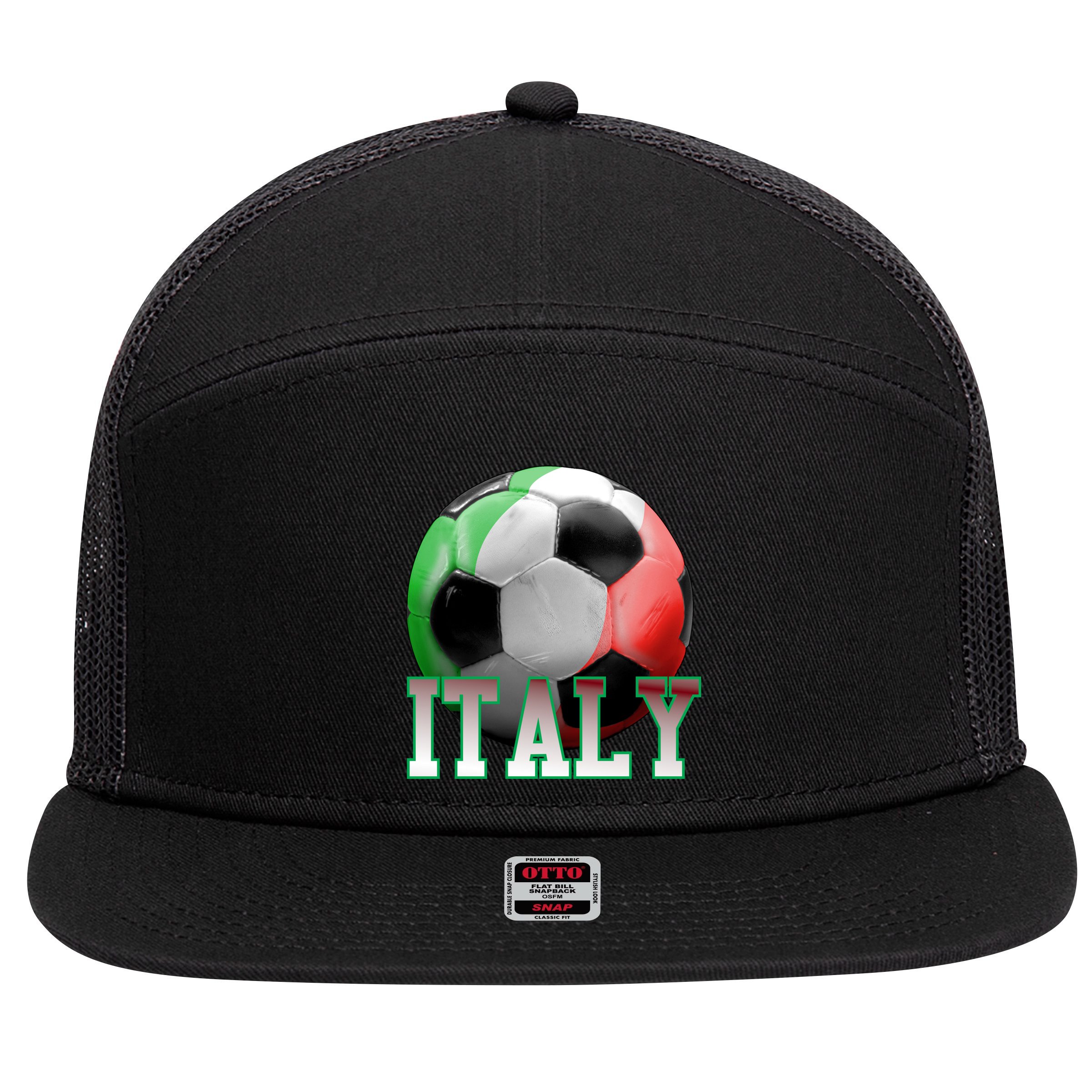 Italy Soccer Logo 7 Panel Mesh Trucker Snapback Hat