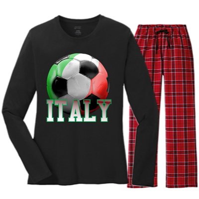 Italy Soccer Logo Women's Long Sleeve Flannel Pajama Set 