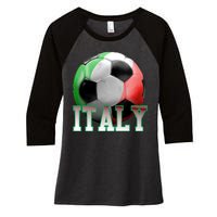 Italy Soccer Logo Women's Tri-Blend 3/4-Sleeve Raglan Shirt