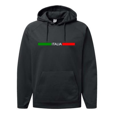 Italy Soccer Strip Logo Euro Italia Performance Fleece Hoodie