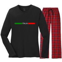 Italy Soccer Strip Logo Euro Italia Women's Long Sleeve Flannel Pajama Set 