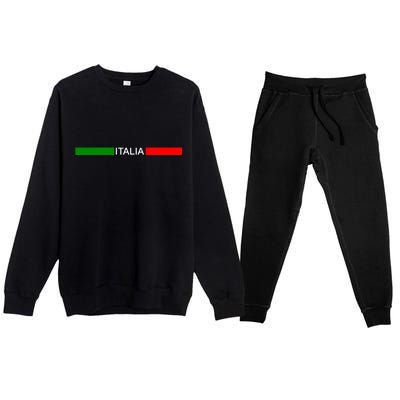 Italy Soccer Strip Logo Euro Italia Premium Crewneck Sweatsuit Set