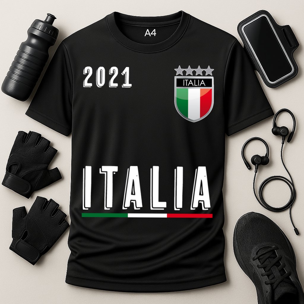 Italy Soccer Team Jersey Italia Flag Cooling Performance Crew T-Shirt