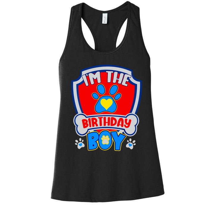 Im The Birthday Boy Dog Paw Family Matching Women's Racerback Tank