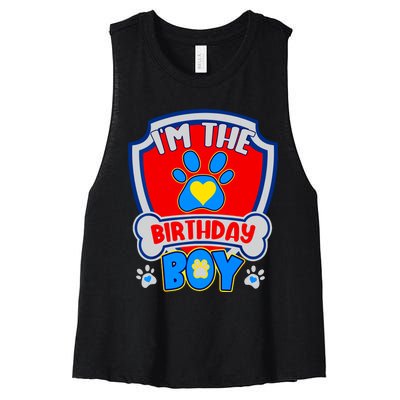 Im The Birthday Boy Dog Paw Family Matching Women's Racerback Cropped Tank