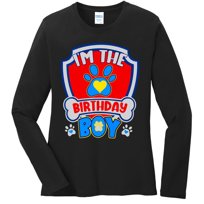 Im The Birthday Boy Dog Paw Family Matching Ladies Long Sleeve Shirt