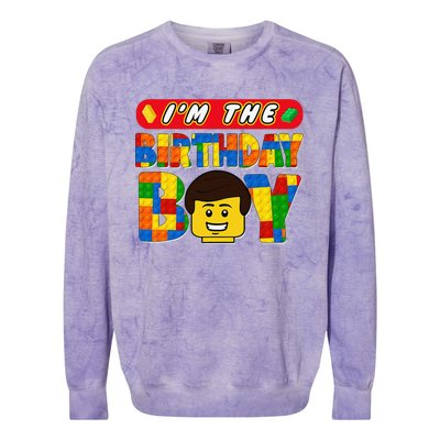 Im The Birthday Boy Building Brick Family Matching Colorblast Crewneck Sweatshirt