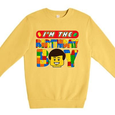 Im The Birthday Boy Building Brick Family Matching Premium Crewneck Sweatshirt