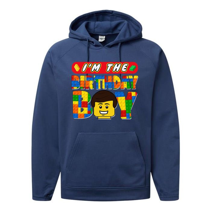 Im The Birthday Boy Building Brick Family Matching Performance Fleece Hoodie