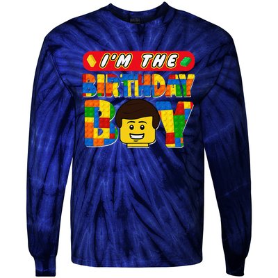 Im The Birthday Boy Building Brick Family Matching Tie-Dye Long Sleeve Shirt