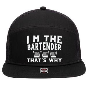 I'm The Bartender That’s Why Caps Shot Glasses Drinking 7 Panel Mesh Trucker Snapback Hat