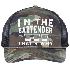 I'm The Bartender That’s Why Caps Shot Glasses Drinking Retro Rope Trucker Hat Cap