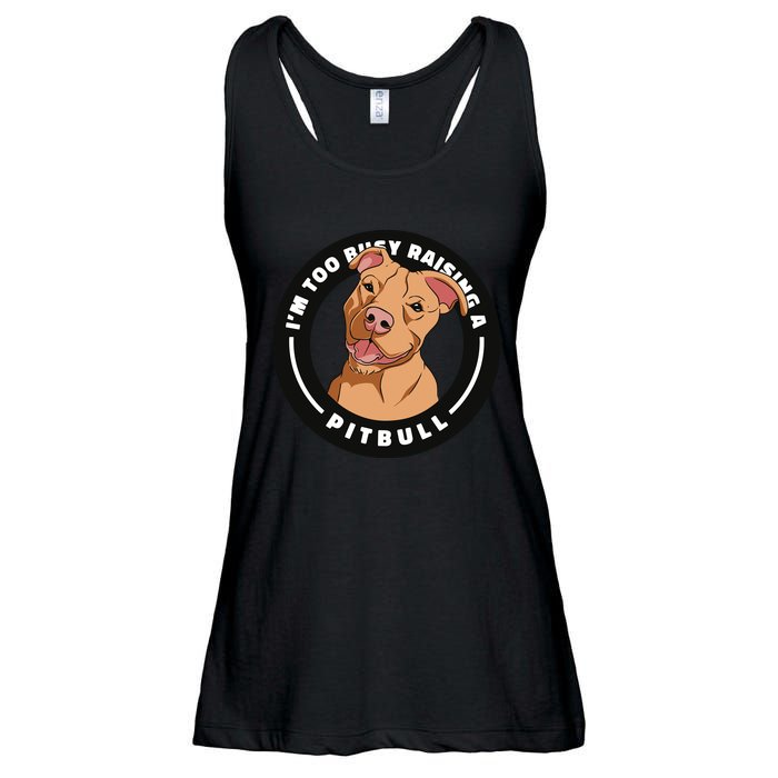 I'm Too Busy Raising A Pitbull Ladies Essential Flowy Tank