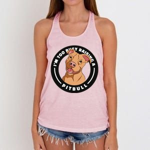 I'm Too Busy Raising A Pitbull Women's Knotted Racerback Tank