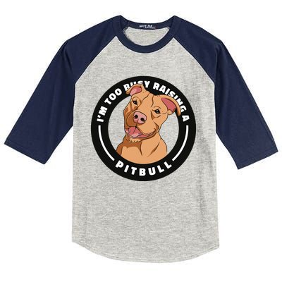 I'm Too Busy Raising A Pitbull Kids Colorblock Raglan Jersey