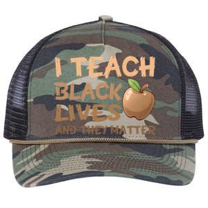 I Teach Black Lives And They Matter African Melanin Teacher Gift Retro Rope Trucker Hat Cap