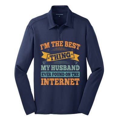 I'm The Best Thing My Husband Ever Found On The Internet Silk Touch Performance Long Sleeve Polo