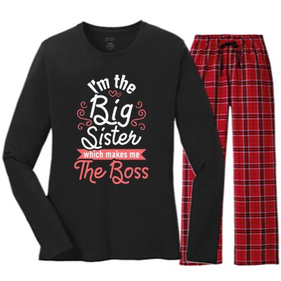 I'm The Big Sister Boss Adults Big Sisters Sibling Women's Long Sleeve Flannel Pajama Set 