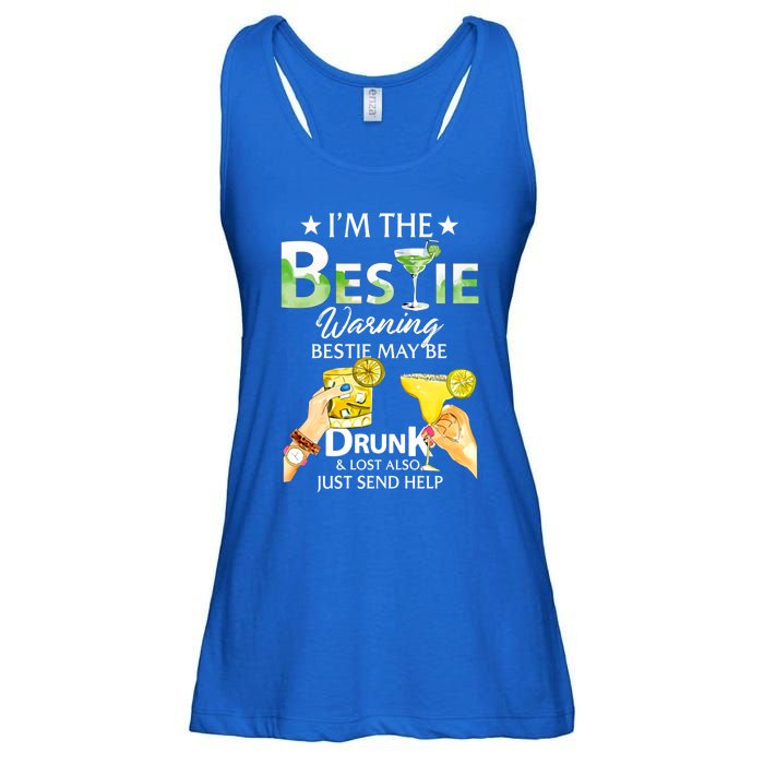 I'm The Bestie Warning Bestie May Be Drunk And Lost Also Cool Gift Ladies Essential Flowy Tank