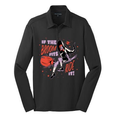 If The Boom Fits Ride It Halloween Witch Silk Touch Performance Long Sleeve Polo