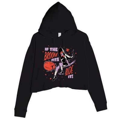 If The Boom Fits Ride It Halloween Witch Crop Fleece Hoodie