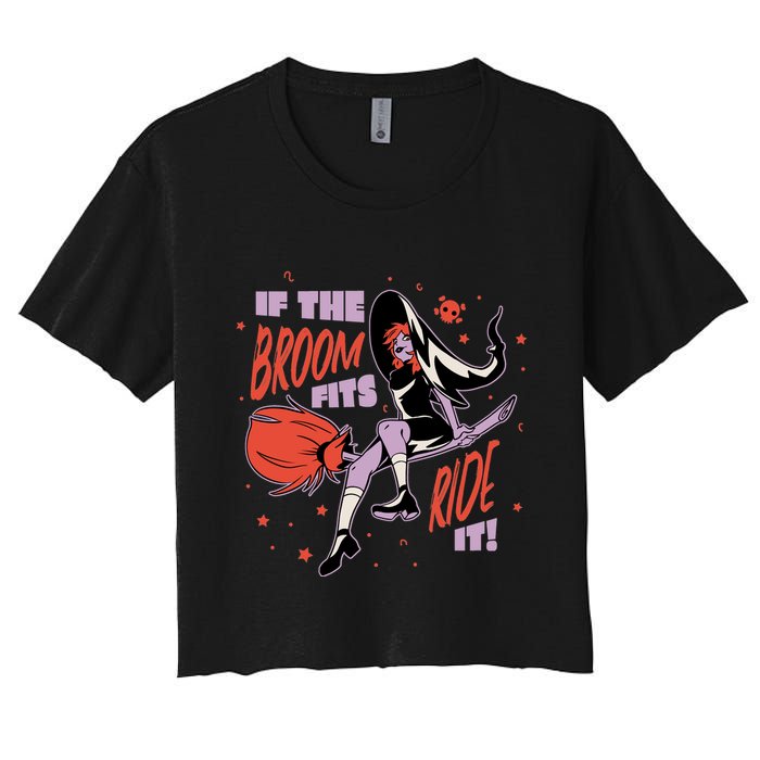 If The Boom Fits Ride It Halloween Witch Women's Crop Top Tee