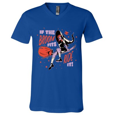 If The Boom Fits Ride It Halloween Witch V-Neck T-Shirt