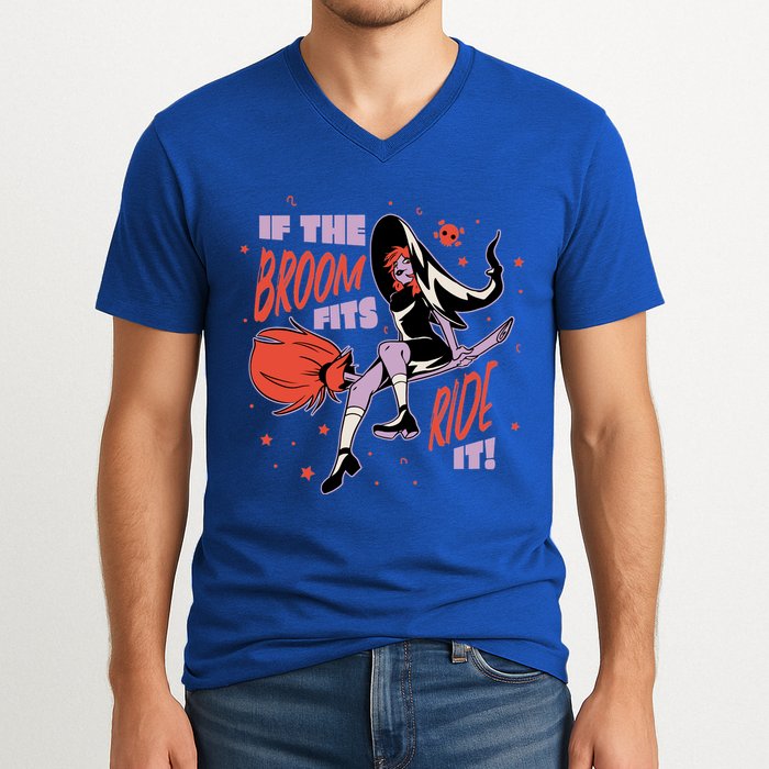 If The Boom Fits Ride It Halloween Witch V-Neck T-Shirt