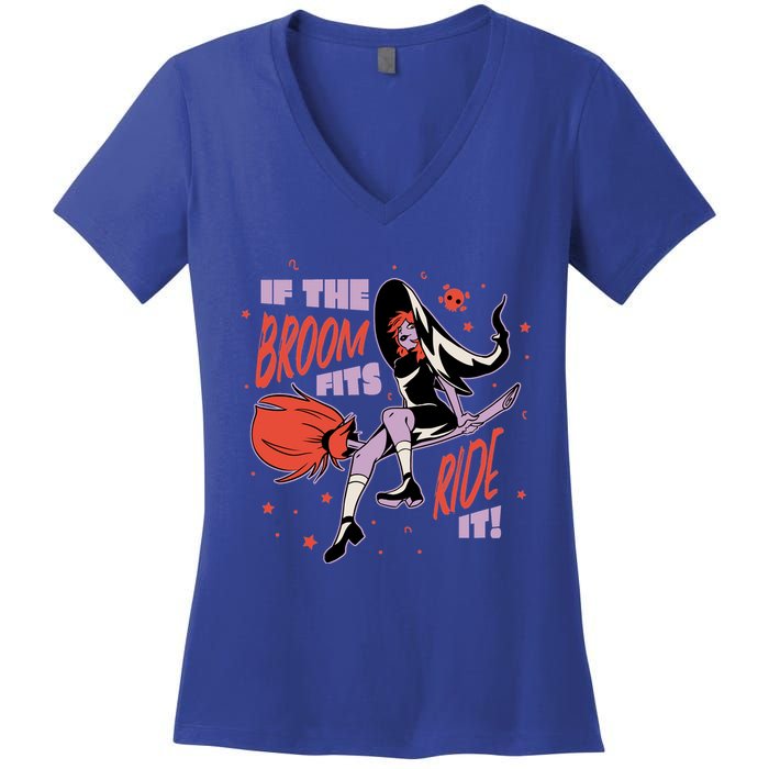 If The Boom Fits Ride It Halloween Witch Women's V-Neck T-Shirt
