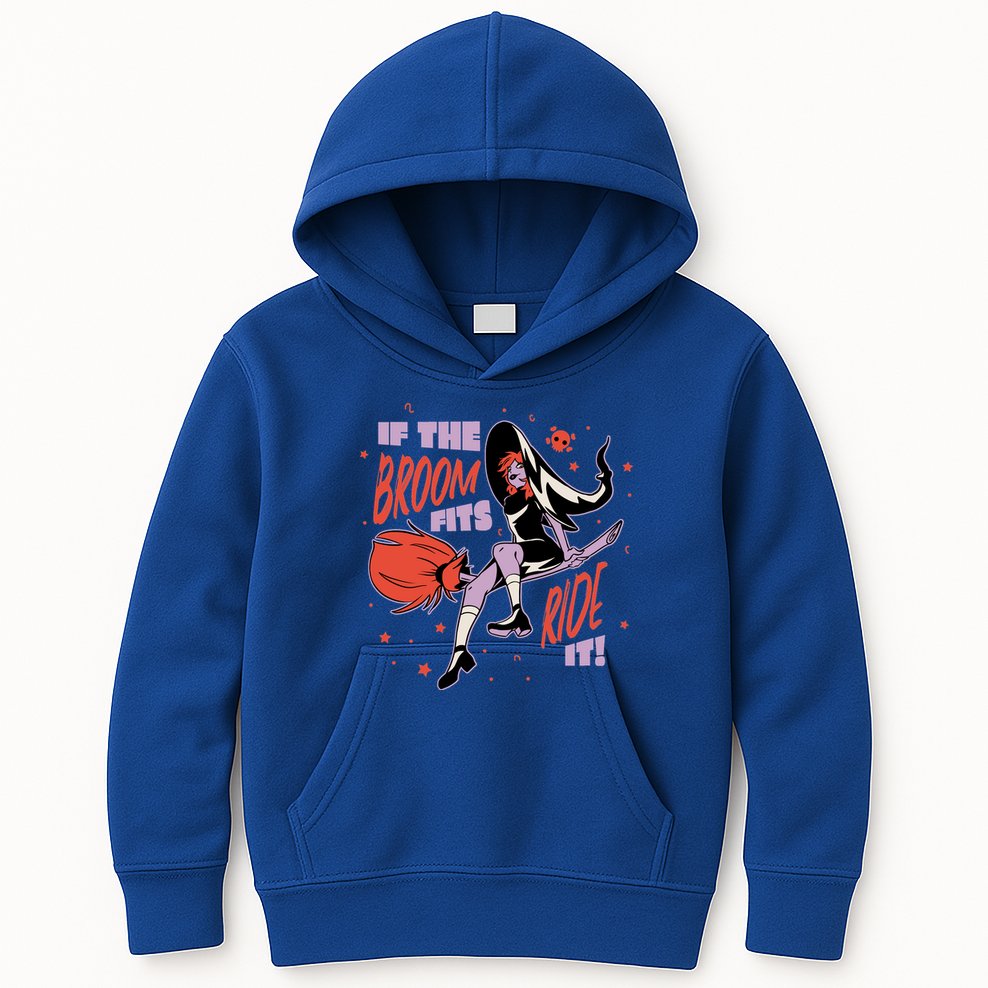 If The Boom Fits Ride It Halloween Witch Kids Hoodie