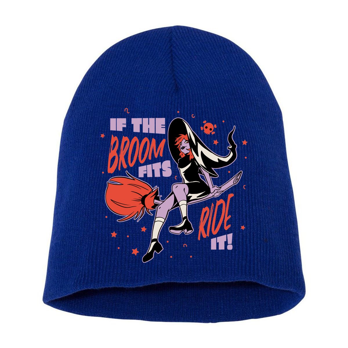 If The Boom Fits Ride It Halloween Witch Short Acrylic Beanie
