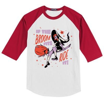 If The Boom Fits Ride It Halloween Witch Kids Colorblock Raglan Jersey