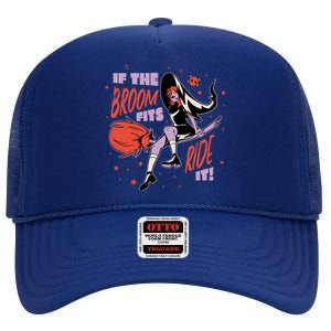 If The Boom Fits Ride It Halloween Witch High Crown Mesh Back Trucker Hat